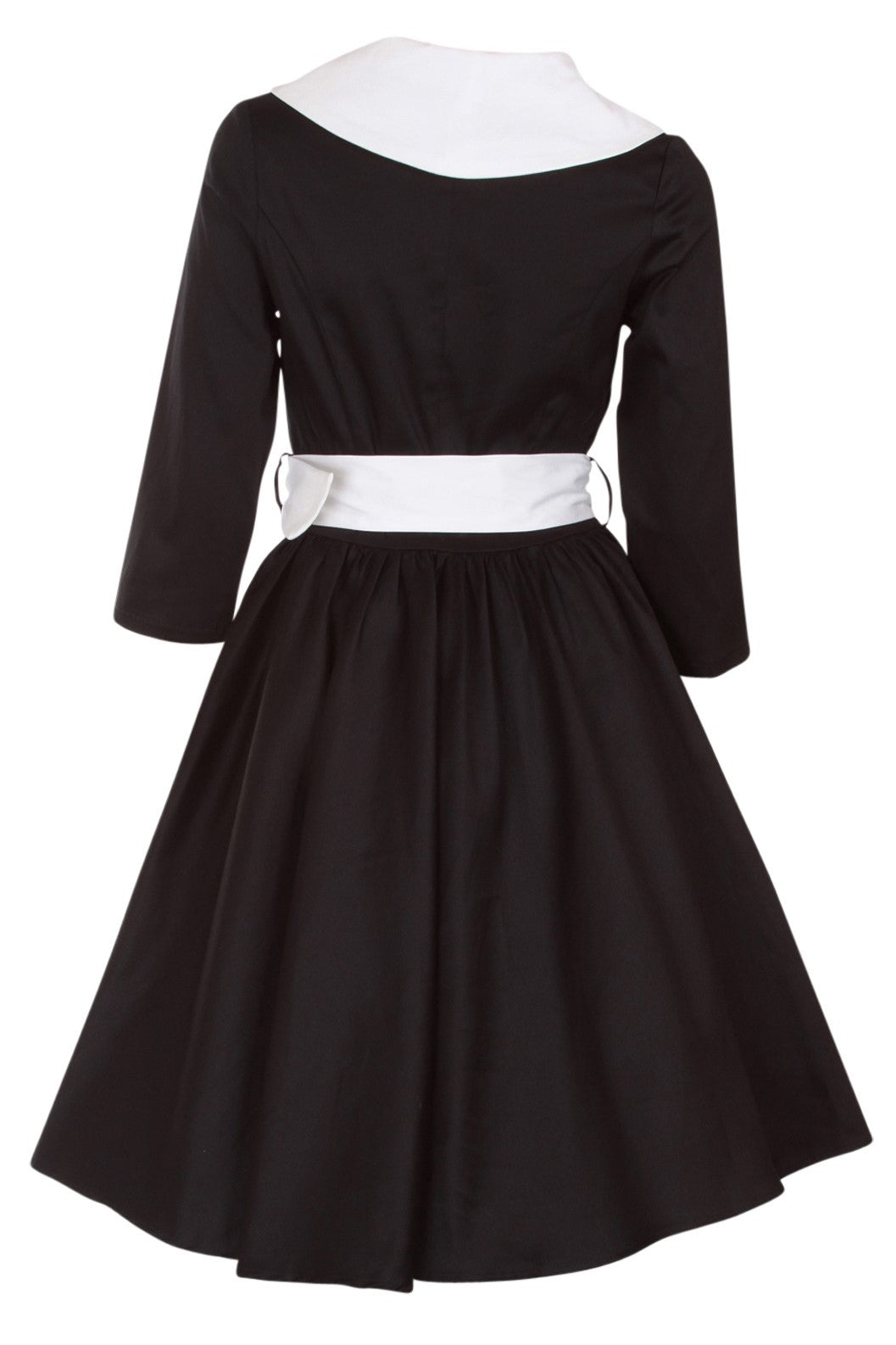 Long Sleeve 50's Vintage Dress in Black-White