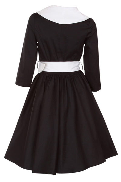 Long Sleeve 50's Vintage Dress in Black-White