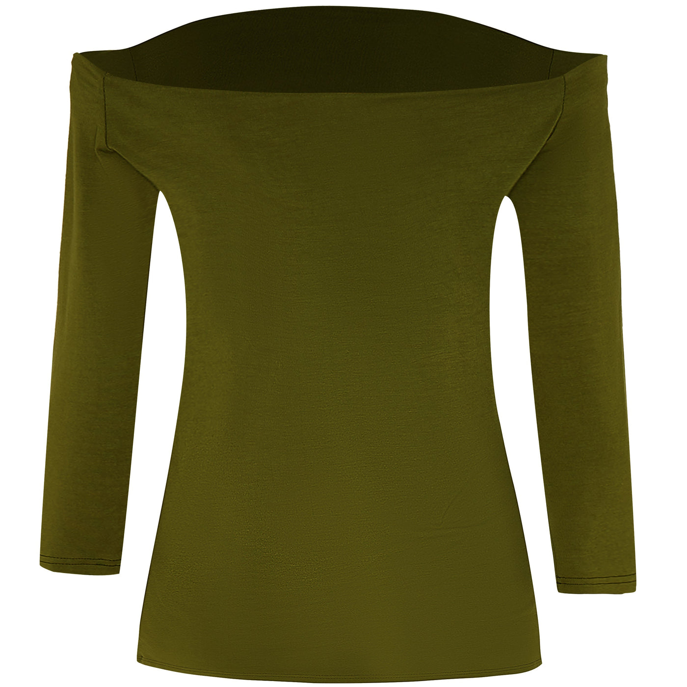 Off Shoulder Retro Stretchy Top - Dark Olive Green