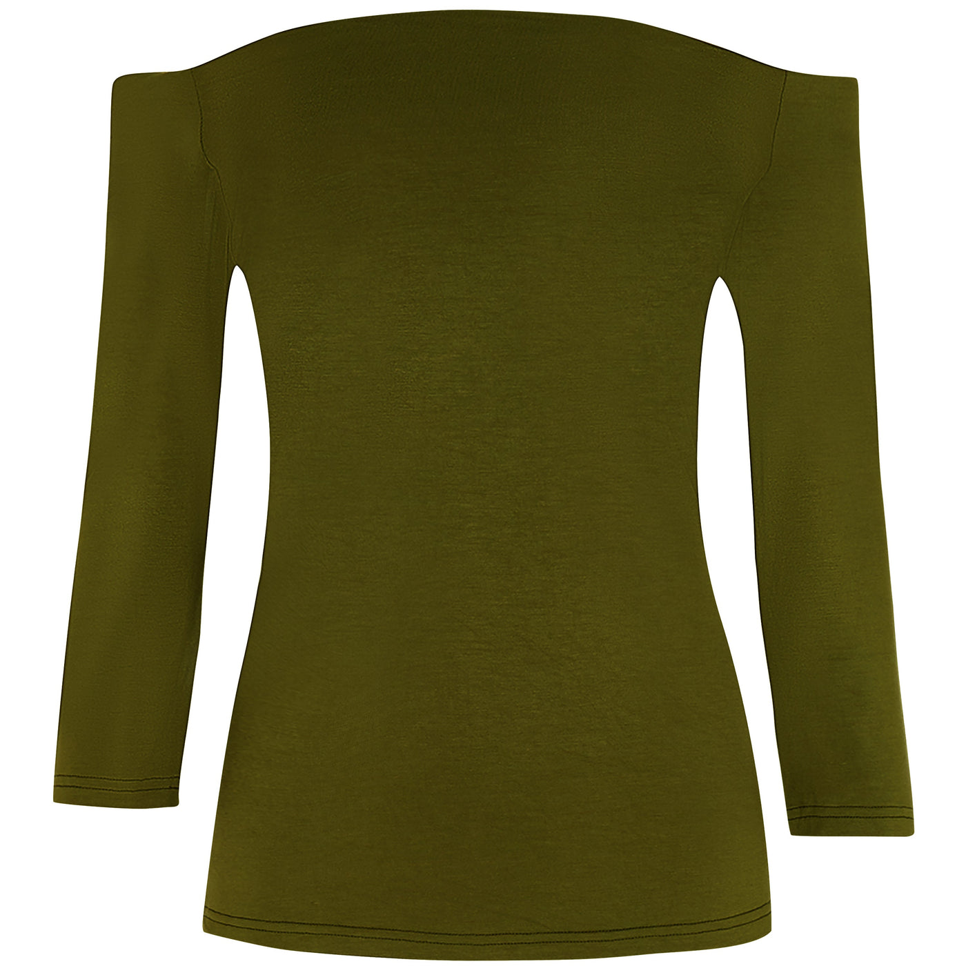 Off Shoulder Retro Stretchy Top - Dark Olive Green