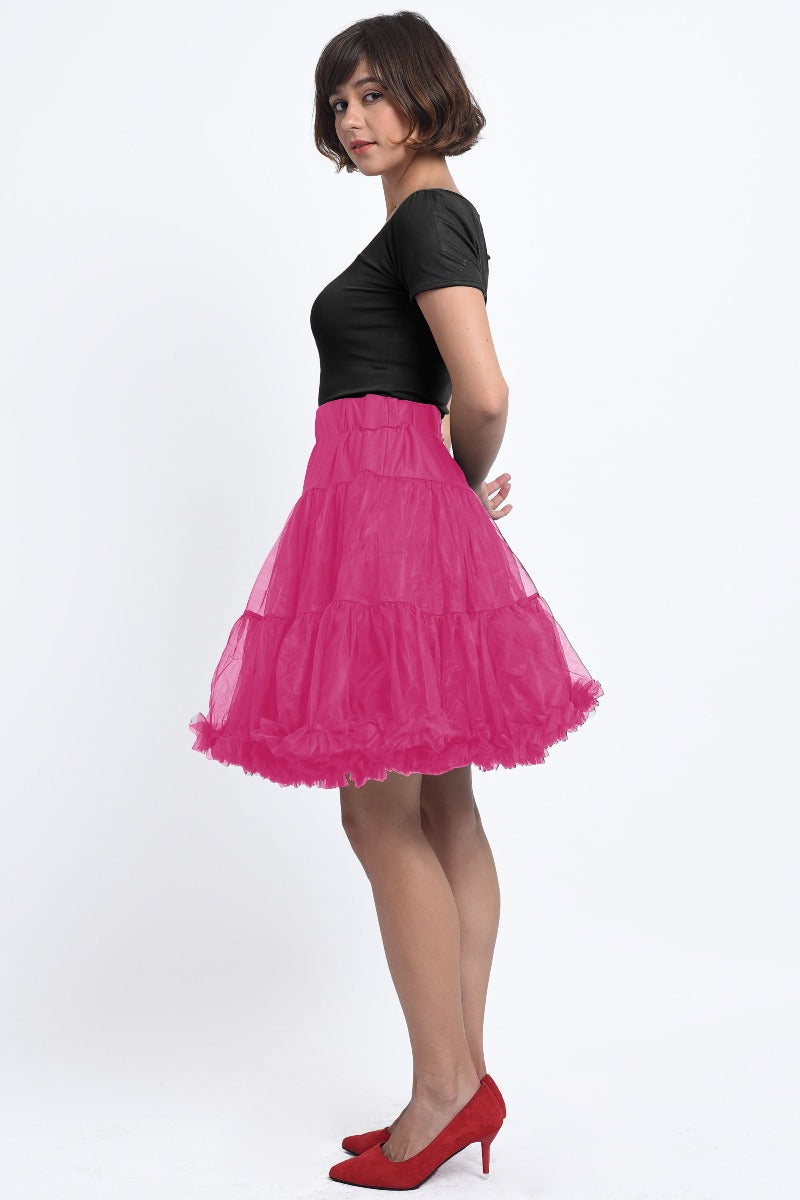 Soft Fluffy Nylon Petticoat 53cm-21Inches - Hot Pink