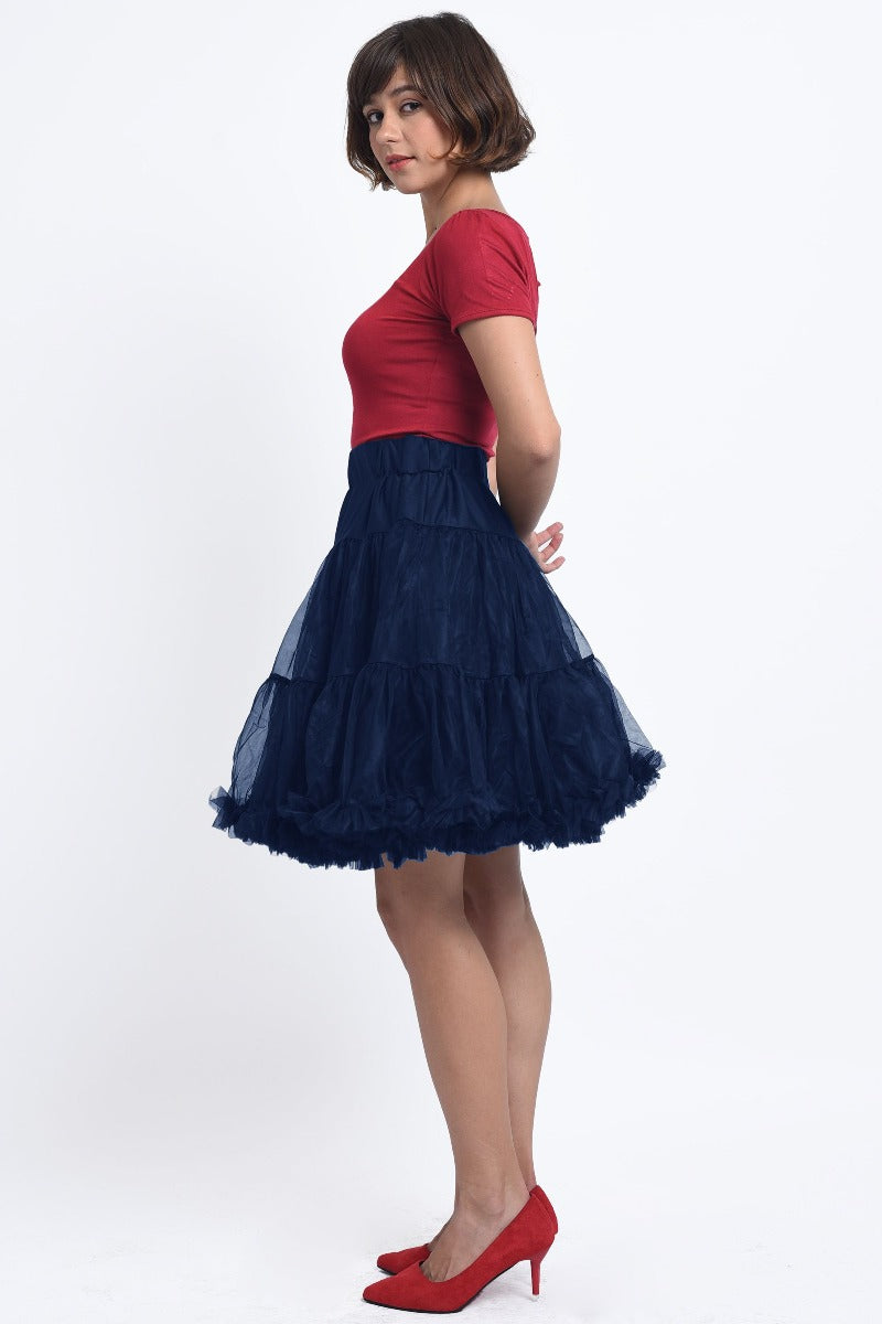 Soft & Fluffy Nylon Petticoat 53cm-21 Inches - Navy Blue