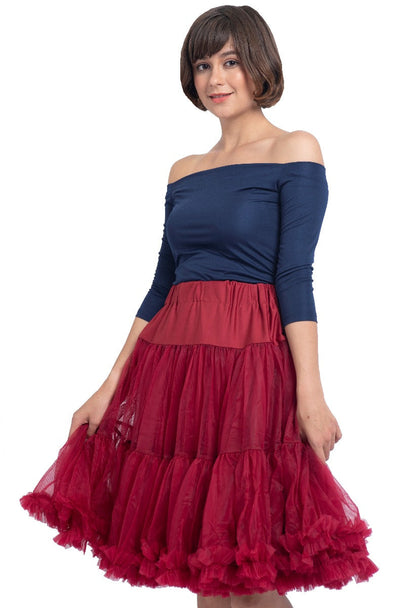 Soft Fluffy Nylon Petticoat 65cm-25.5 Inches -  Burgundy