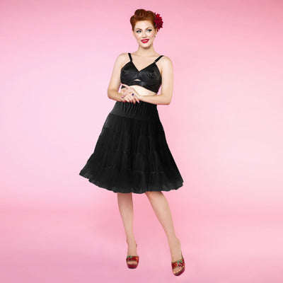 Medium Flared Polyester Petticoat 5.5 cm/23 Inches in Black UK M