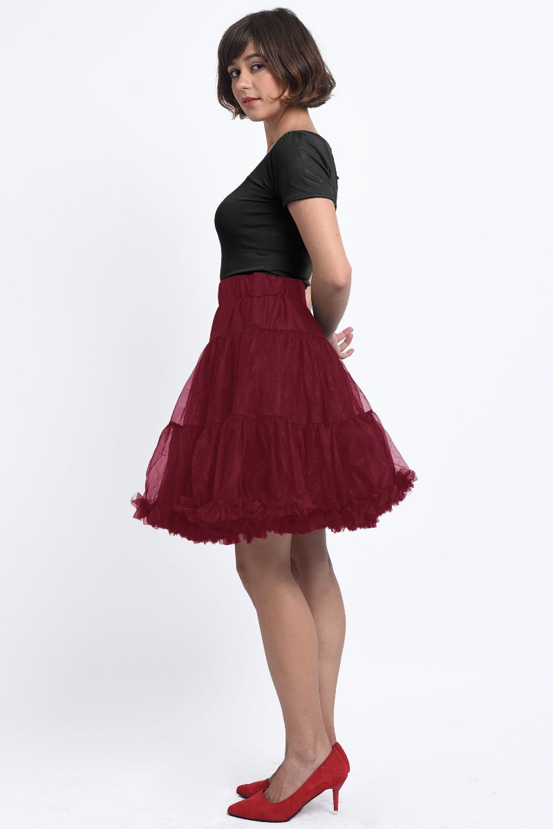 Soft & Fluffy Nylon Petticoat 53cm-21 Inches - Burgundy