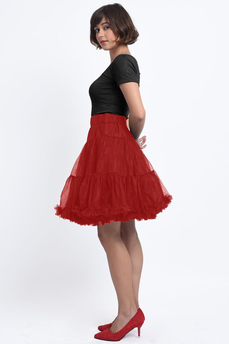 Soft Fluffy Nylon Petticoat 53cm-21 Inches - Red