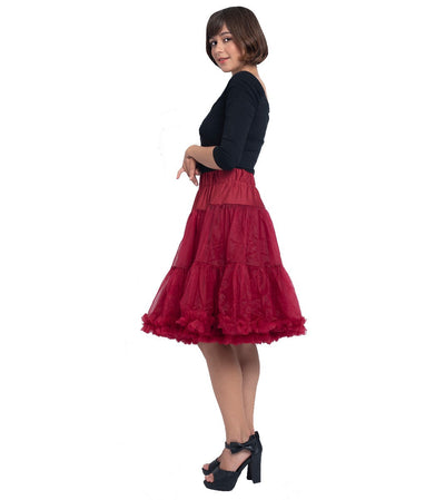 Soft Fluffy Nylon Petticoat 59cm-23cm Inches in Burgundy