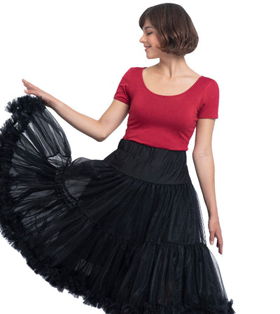 Soft Fluffy Nylon Petticoat 65cm-25.5 Inches -  Black