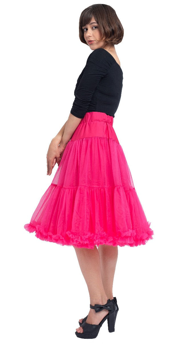Soft Fluffy Nylon Petticoat 59cm-23 Inches in Hots Pink