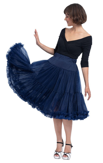 Soft Fluffy Nylon Petticoat 59cm/23 Inches in Navy Blue UK