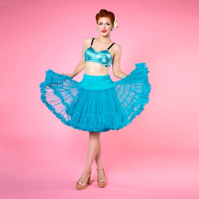 Soft Fluffy Nylon Petticoat 59cm-23 Inches in Turquoise