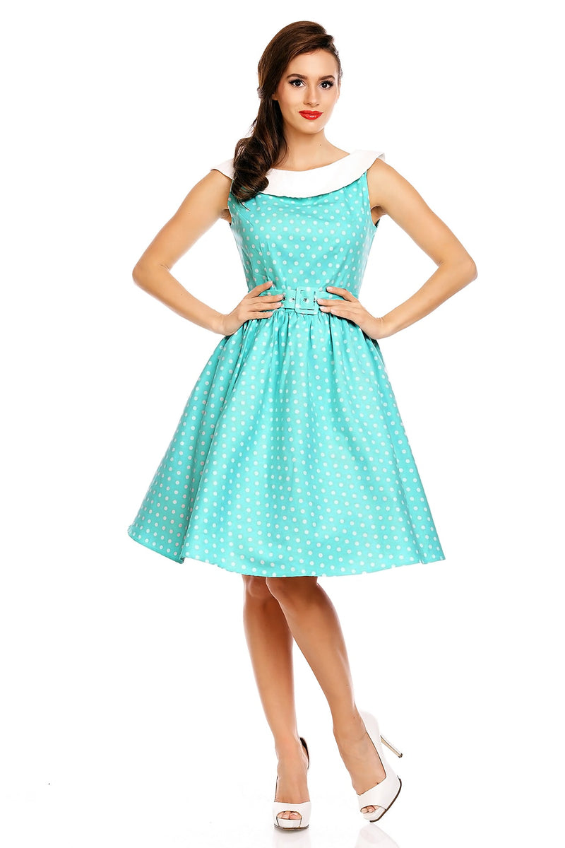 Polka Dot Vintage Dress in Aqua