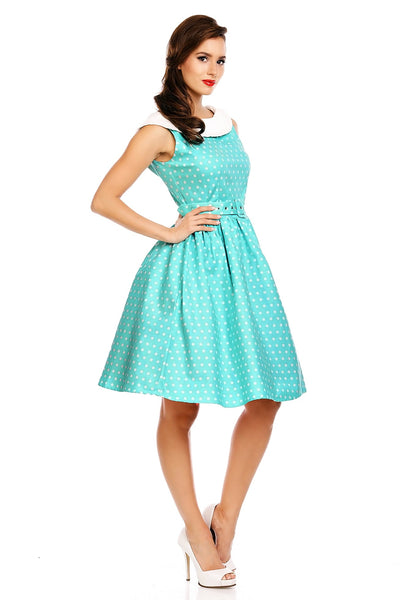 Polka Dot Vintage Dress in Aqua