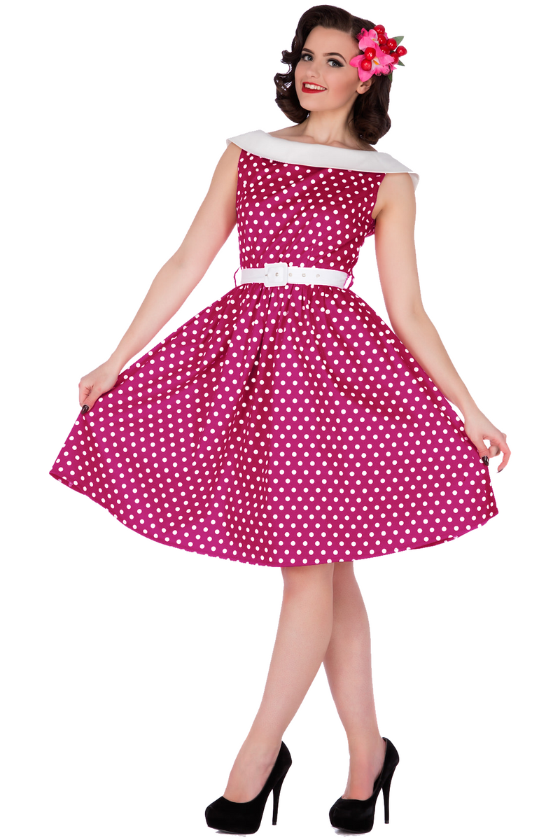 Polka Dot Vintage Dress in Plum