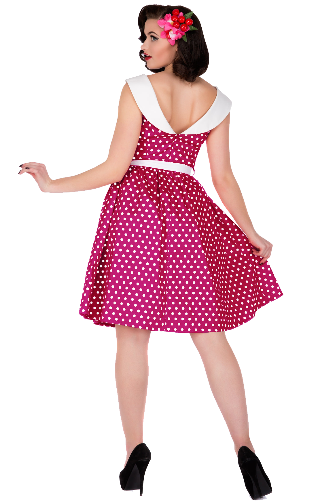 Polka Dot Vintage Dress in Plum
