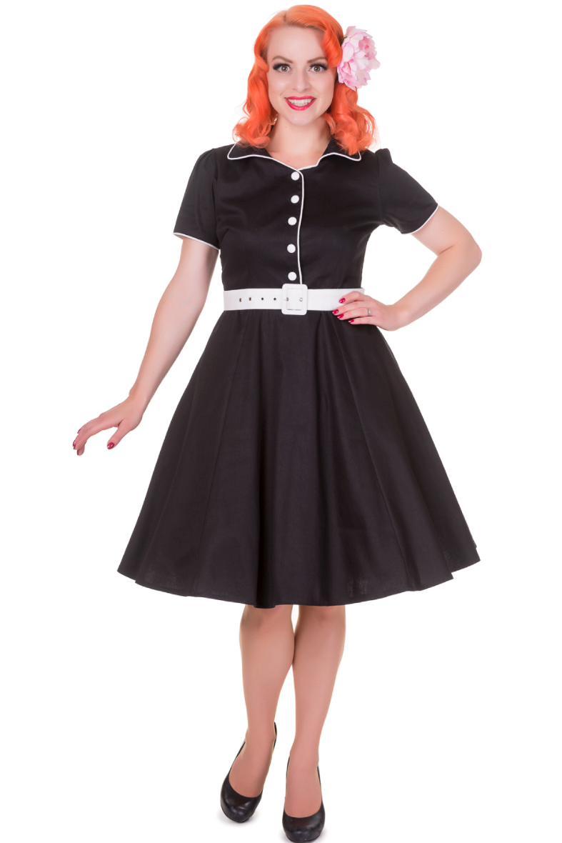 Penelope Retro Diner Dress in Black/White