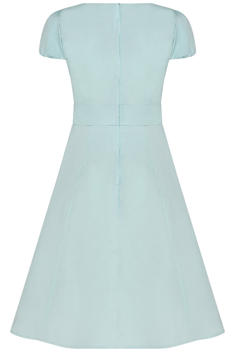 Retro Swing Dress in Pale Blue with Sleeves