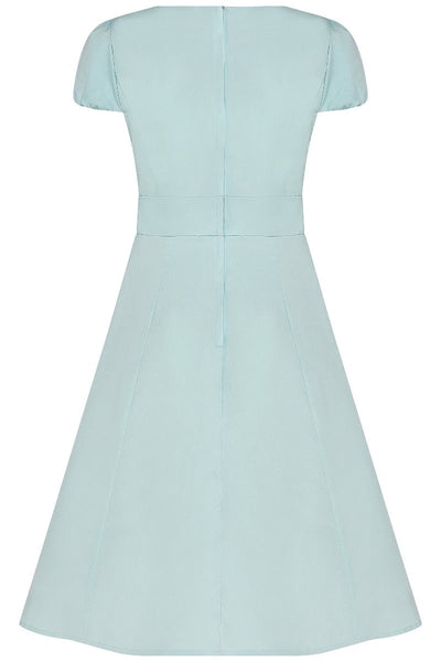 Retro Swing Dress in Pale Blue with Sleeves