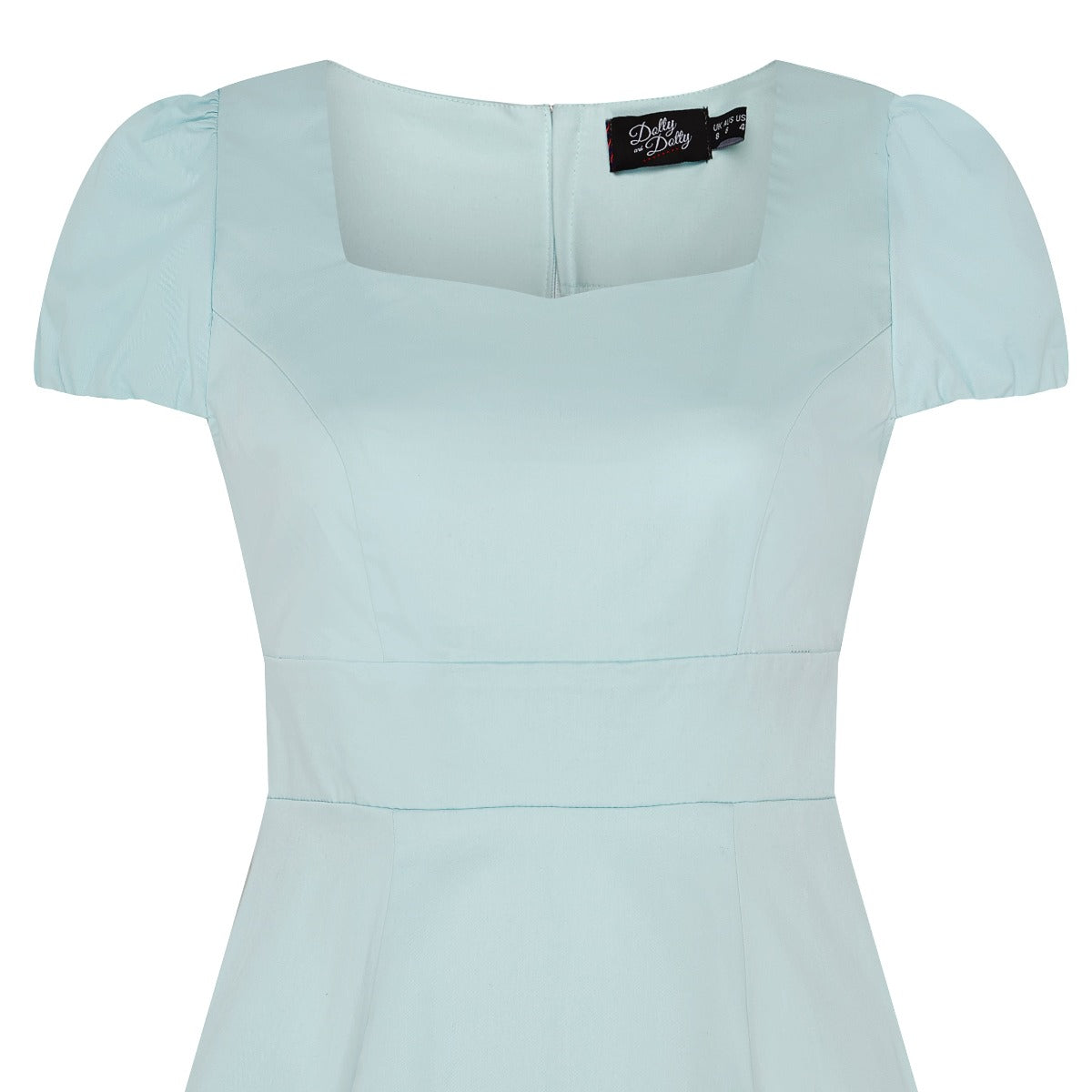 Retro Swing Dress in Pale Blue with Sleeves