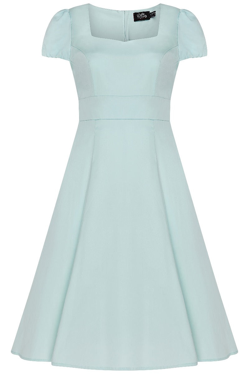 Retro Swing Dress in Pale Blue with Sleeves