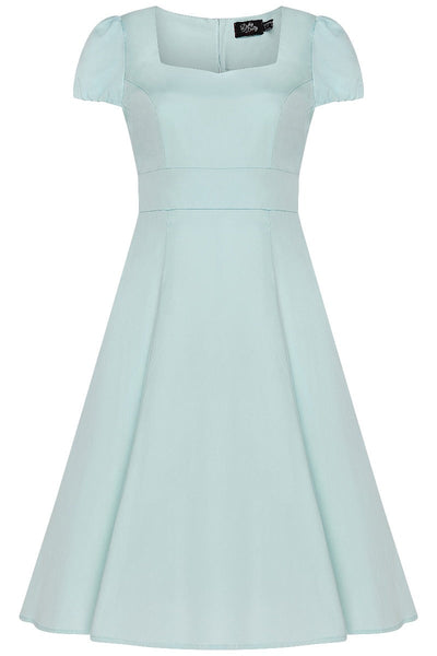 Retro Swing Dress in Pale Blue with Sleeves