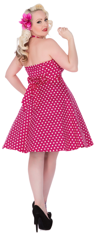 Penny Full Circle Polka Dot Dress in Dark Pink