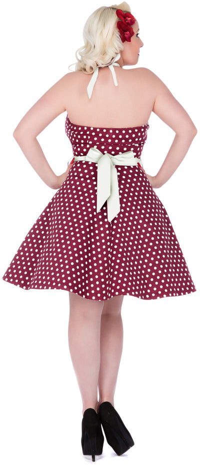 Penny Polka Dot Vintage Dress in Purple with White Straps