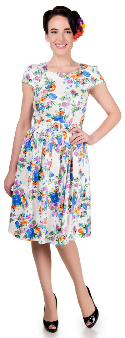 Vanessa Classic Vintage 50s Inspired Dress in White