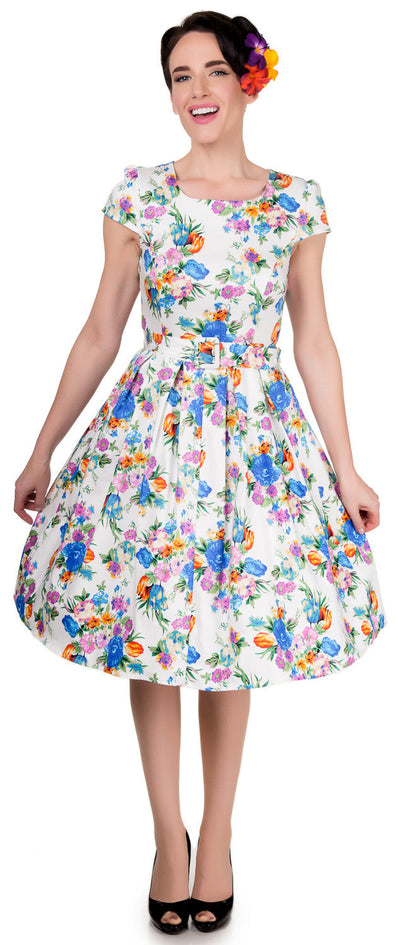 Vanessa Classic Vintage 50s Inspired Dress in White