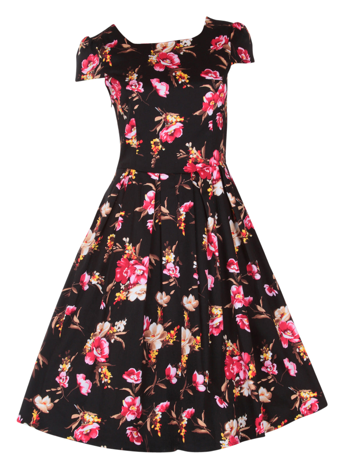 Vanessa Classic Vintage 50s Inspired Swing Dress in Black