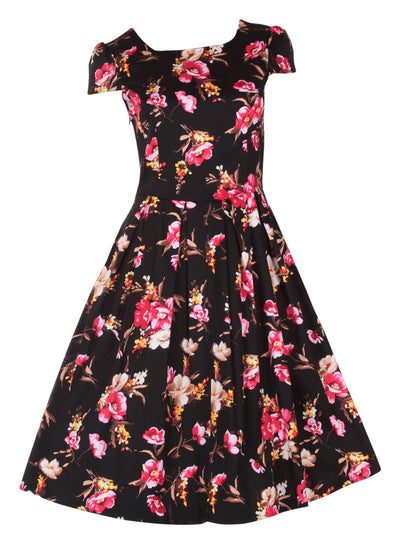 Vanessa Classic Vintage 50s Inspired Swing Dress in Black