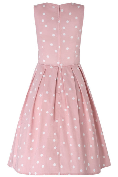 Annie Retro Polka Dot Dress In Pale Pink/White