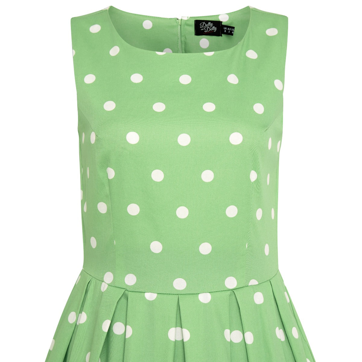 Annie Retro Polka Dot Dress In Pale Light Green/White