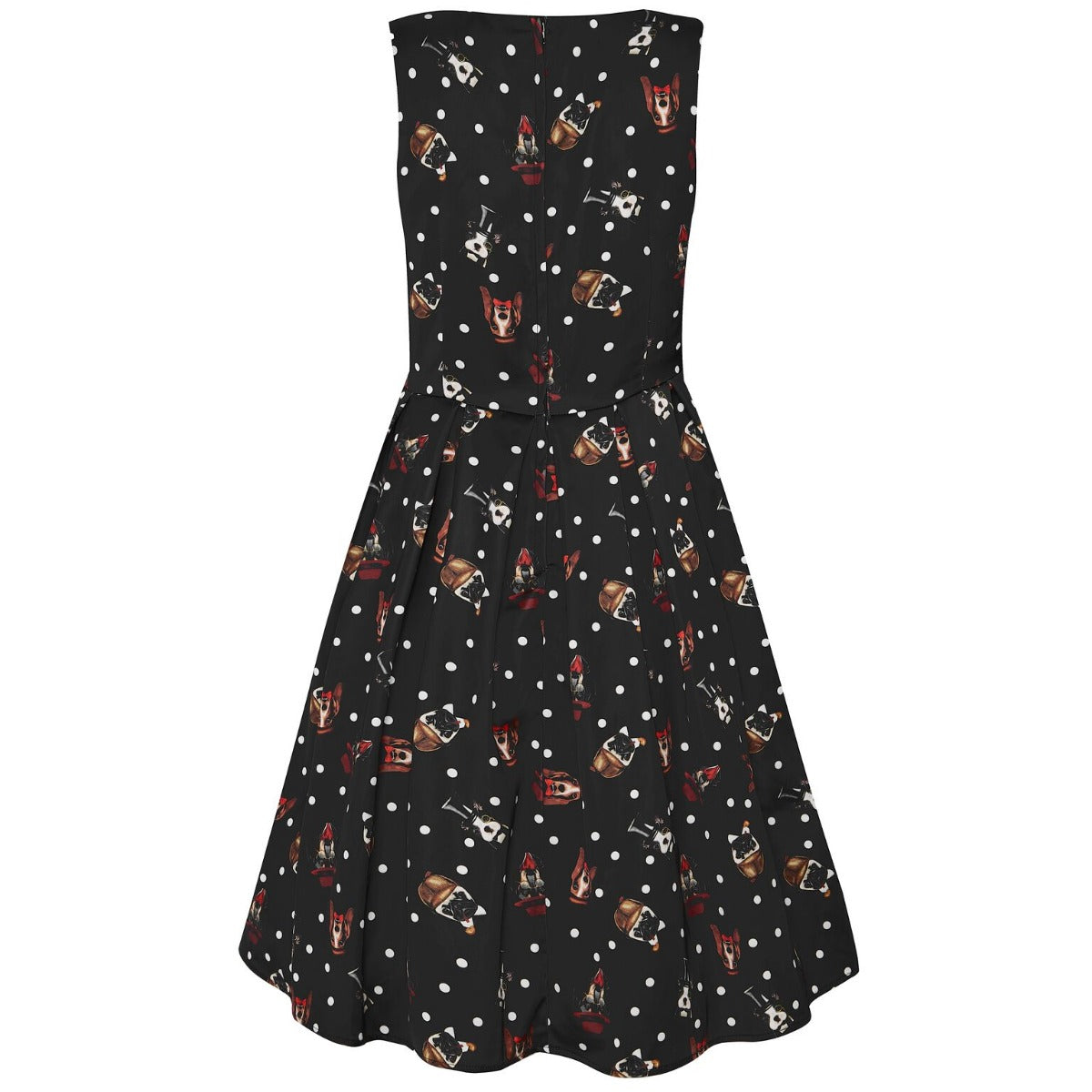 Annie Vintage Inspired Puppy Print Dress in Black