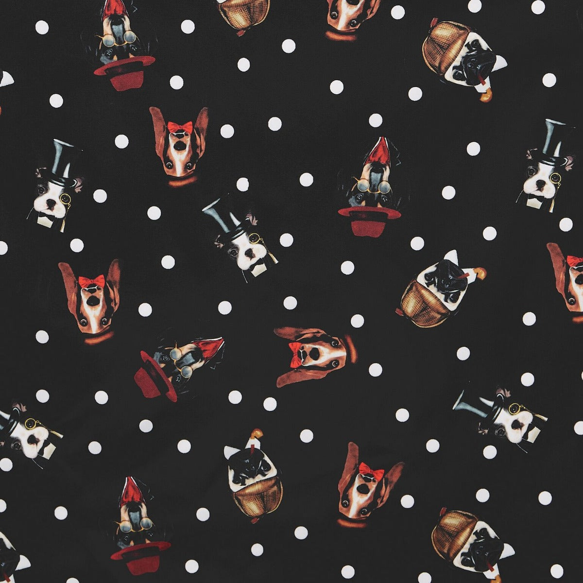 Annie Vintage Inspired Puppy Print Dress in Black
