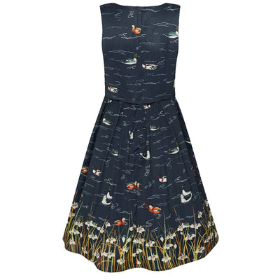 Annie Retro Inspired Navy & Duck Print Dress