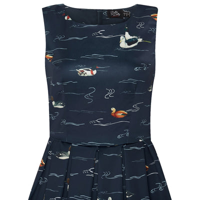 Annie Retro Inspired Navy & Duck Print Dress