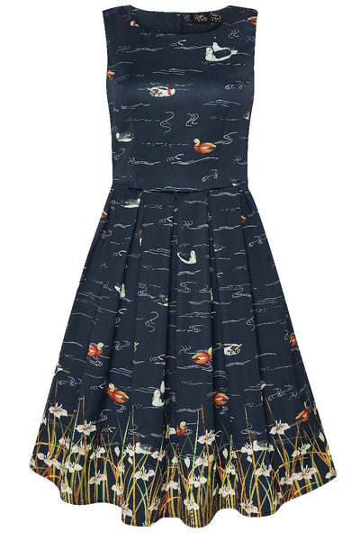 Annie Retro Inspired Navy & Duck Print Dress
