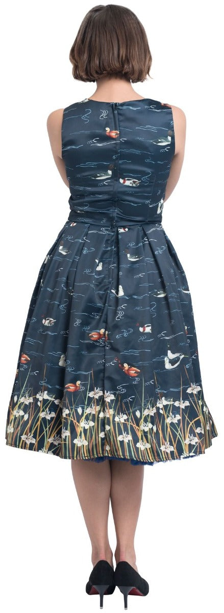 Annie Retro Inspired Navy & Duck Print Dress
