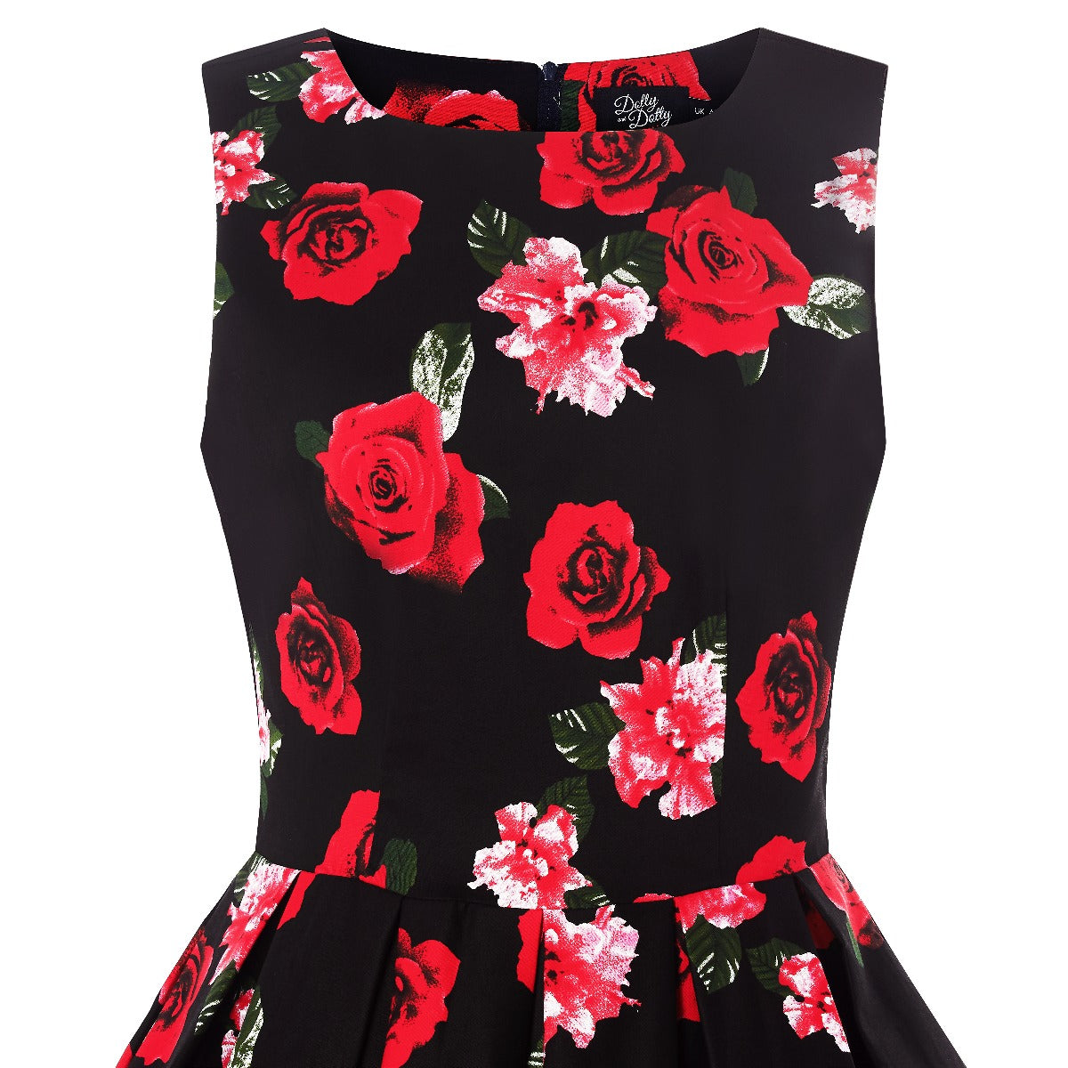 Annie Black and Red Roses Swing Dress