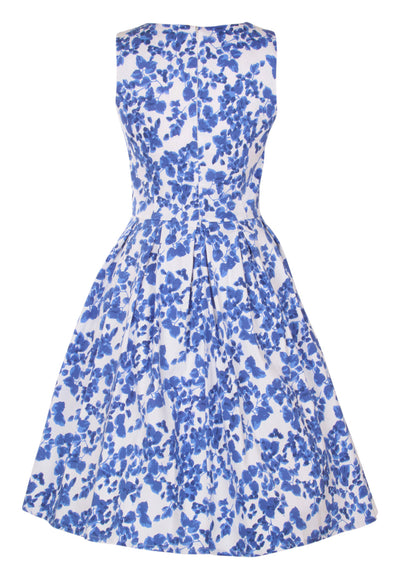 Annie Floral Retro Swing Dress in Blue