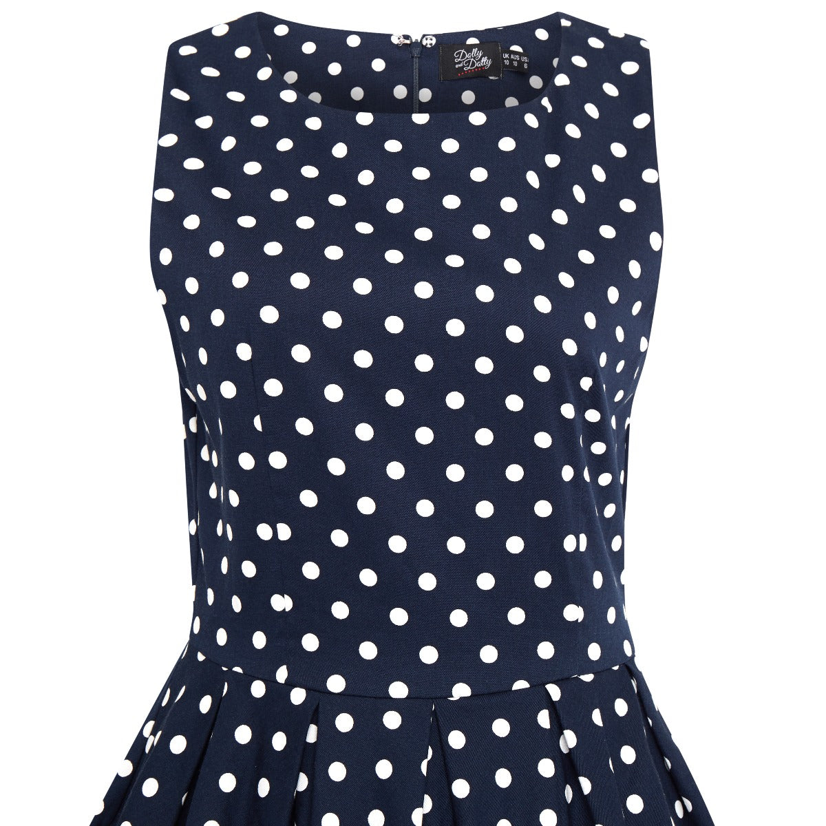 Annie Retro Polka Dot Dress in Navy Blue