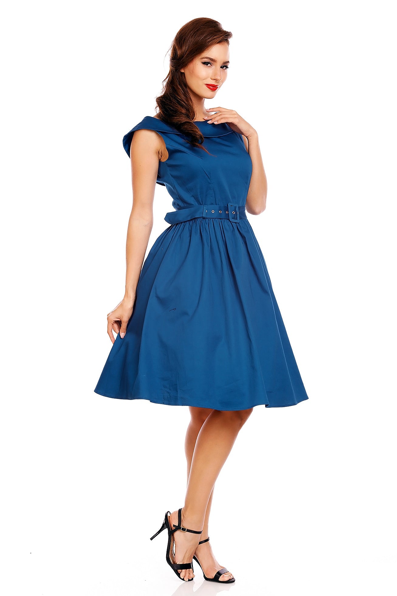 Sassy Swing Elegant Dress in Peacock Blue