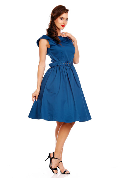 Sassy Swing Elegant Dress in Peacock Blue