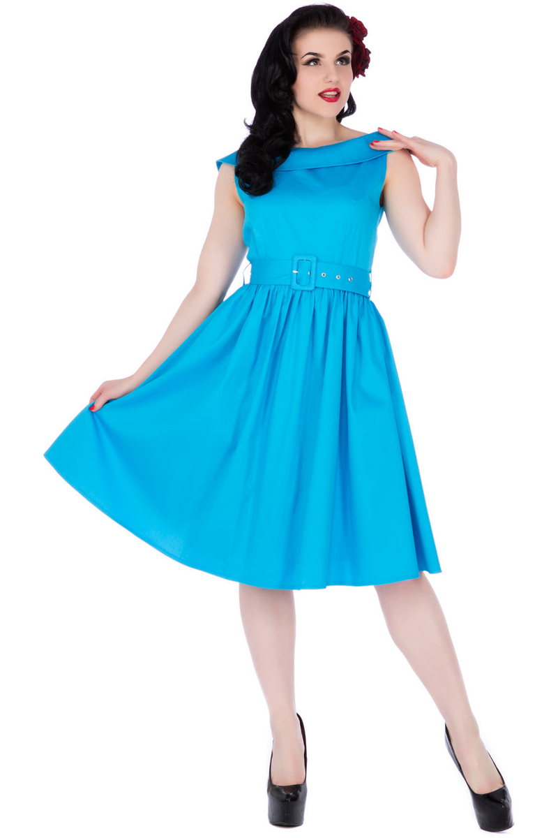 Sassy Swing Vintage Dress in Light Blue
