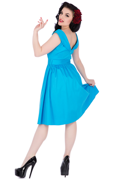 Sassy Swing Vintage Dress in Light Blue