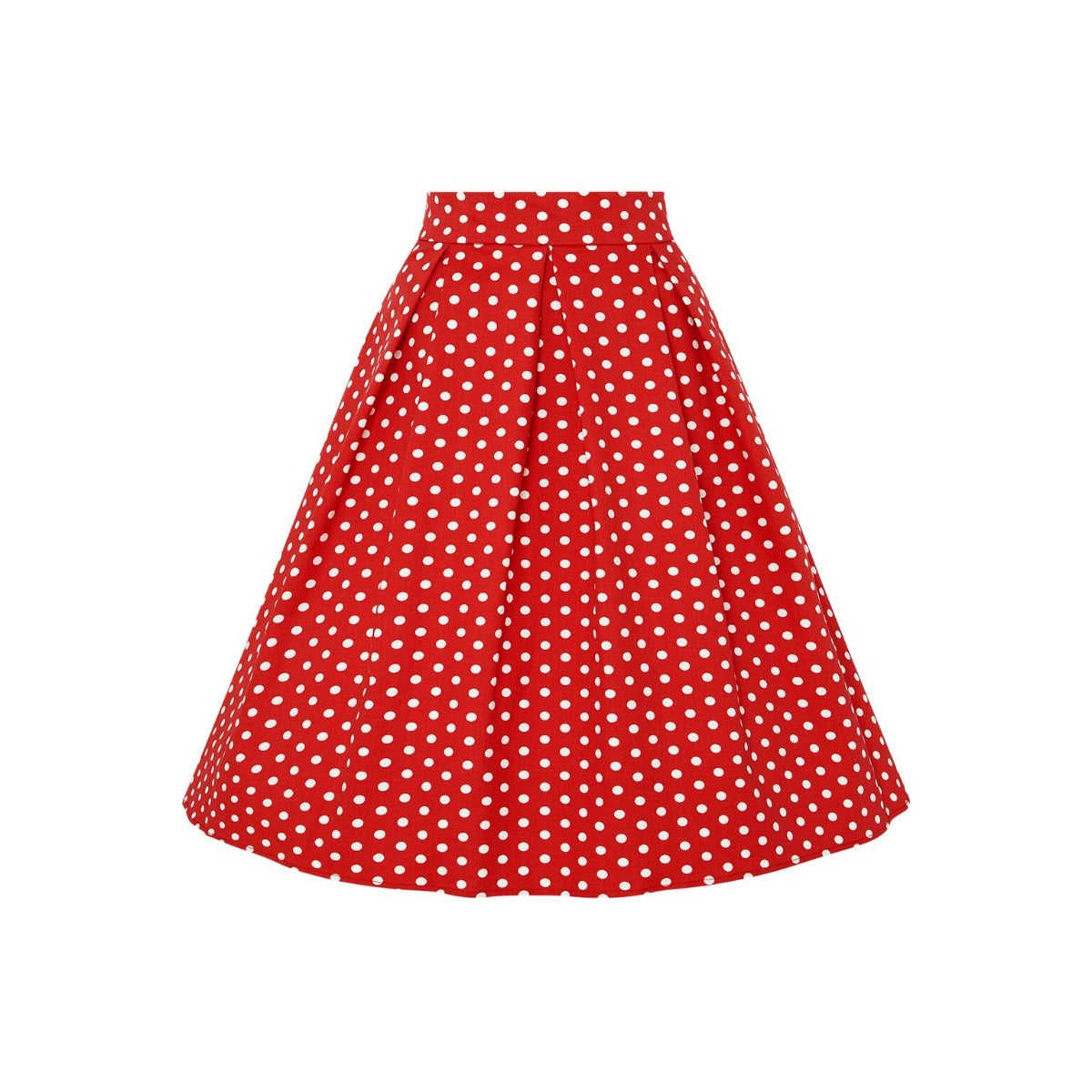 Rochelle High Waist Full Circle Polka Dot Skirt in Red