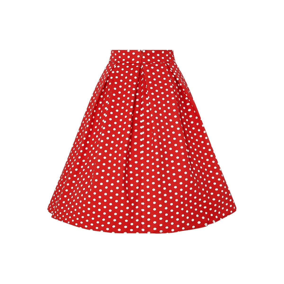 Rochelle High Waist Full Circle Polka Dot Skirt in Red