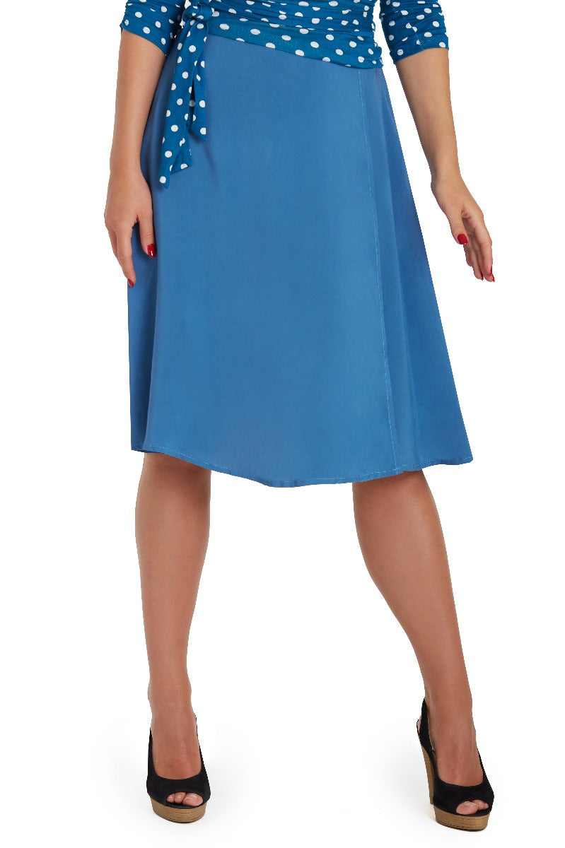 Frances Floaty Wrap Skirt in Pale Blue
