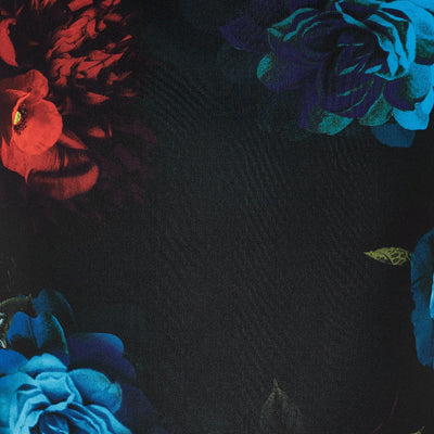 Isabella Off-the-shoulder Wiggle Dress Black, Blue & Red Roses